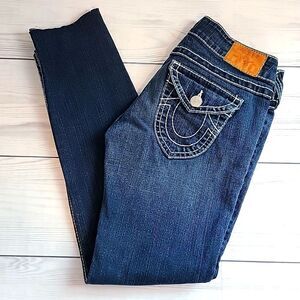 True Religion World Tour skinny jeans frayed hem Women's Size 28